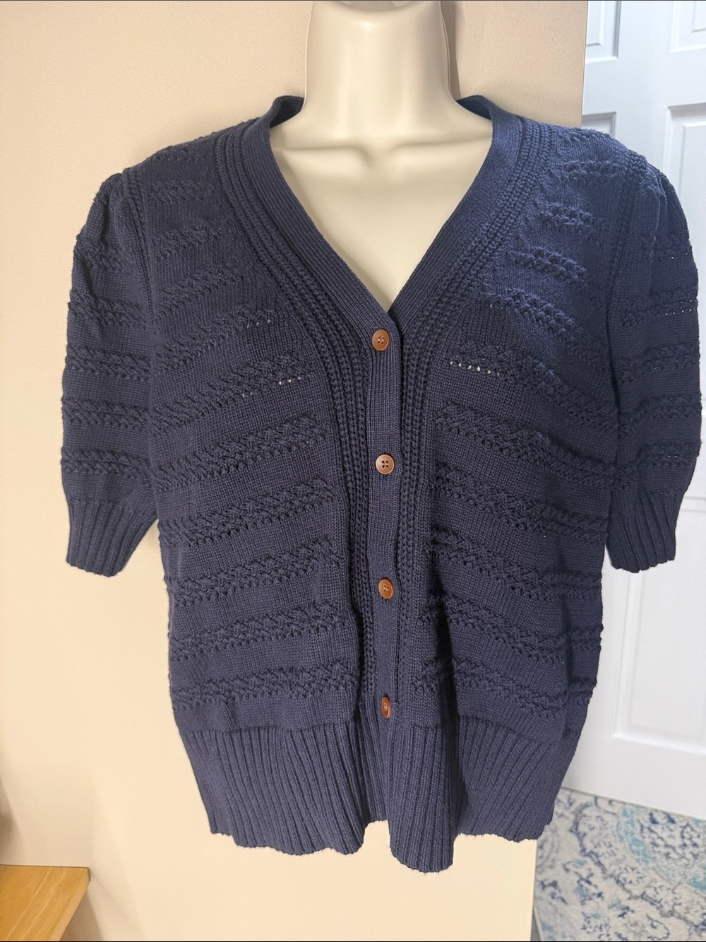 Free Assemble puffed short sleeve crochet cardigan